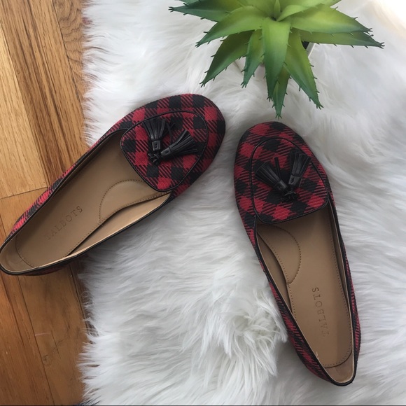 Talbots Shoes - LIKE NEW Black and Red Buffalo Check Talbots Flats